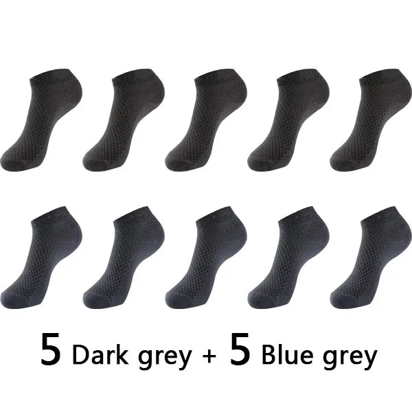 10Pairs/lot Bamboo Fiber Men Socks Large Size Short Ankle Business Black Male Meias Socks Breathable Men Plue Size EU38-48
