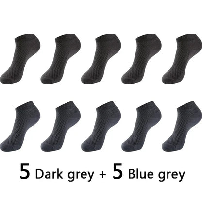 10Pairs/lot Bamboo Fiber Men Socks Large Size Short Ankle Business Black Male Meias Socks Breathable Men Plue Size EU38-48