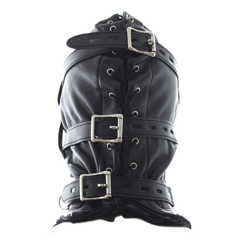 PU Leather Hood Headgear with Dildo Mouth Gag Ball Bdsm Toys Bondage Gear Hood Toys Adult Games Sex Products Sex Toys for Women