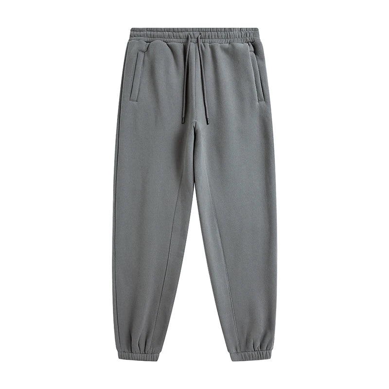 ZODF Trendy Men 345gsm Fleece Sweatpant Unisex Solid Color Loose Retro Hip Hop Winter Joggers Pants Brand Clothes HY0005