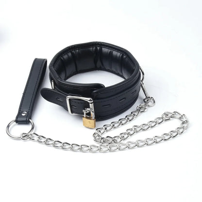 Black Leather Sponge Handcuffs For Sex Ankle Cuffs Bondage With Chain Lock Restraints Sex Toys for Adult Games Bdsm Bondage Set
