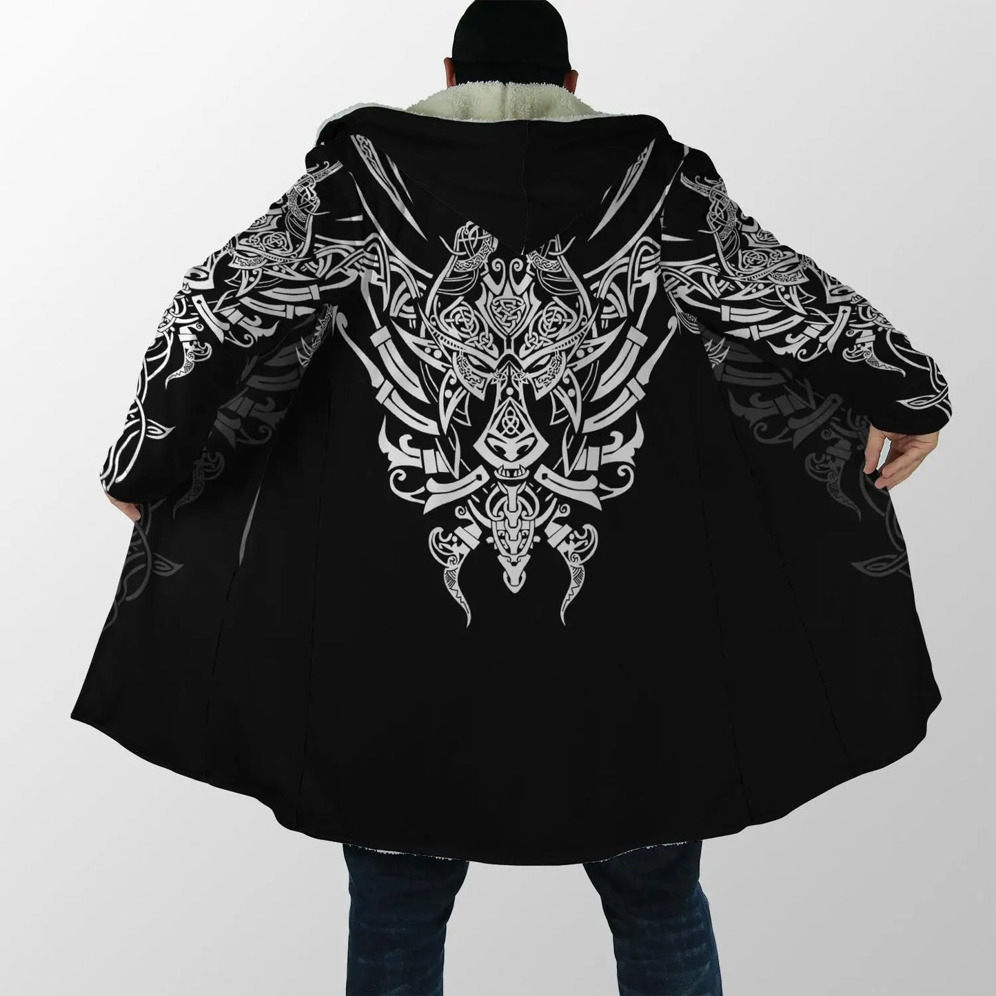 Winter Fashion Mens Hooded cloak Lion Tattoo Wolf 3D Printing Thick Fleece wind breaker Unisex Casual Warm Hood cloak DP04