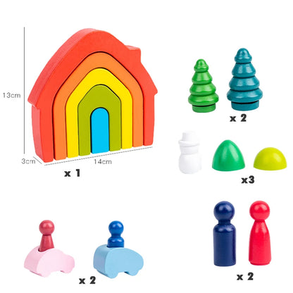 Wooden Rainbow Arched Building Blocks Montessori Educational Toys Stacking Balance Sorting Game Early Education Children ToysNew