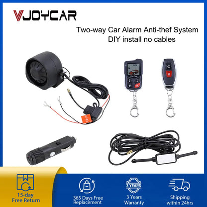 Vjoycar 2022 Newest Wireless Two-way Car Security Alarm System Easy Installation Remote-control Siren No Damage to Car Circuit