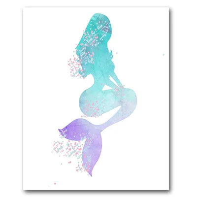 Nodic Modern Canvas Painting Mermaid Wall Art Posters And Prints Design For Baby Girls Room Bedroom Home Decor No Frame