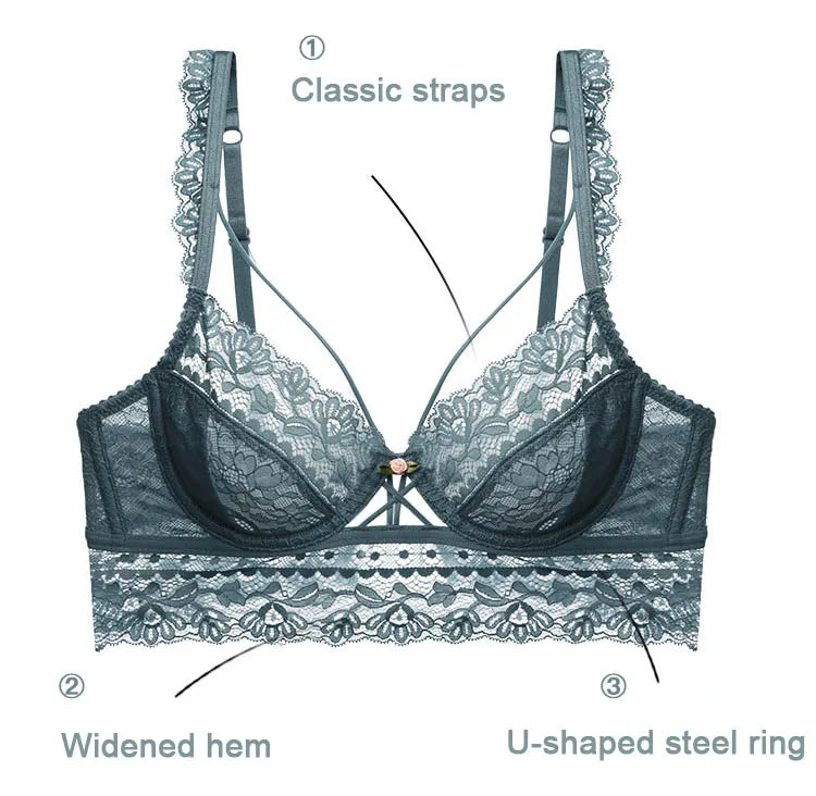 CINOON Top Classic Bandage Bra Set Lingerie Push Up Brassiere Lace Underwear Set Sexy Transparent Panties For Women underwear