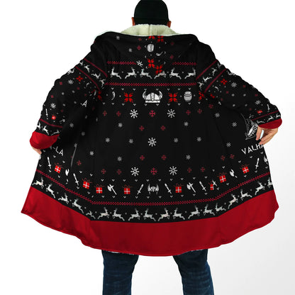 2025 Winter Fashion Mens Cloak Odin Raven Tattoo 3D Printing Fleece Hooded cloak Unisex Casual Thick Warm Cape coat PJ-01