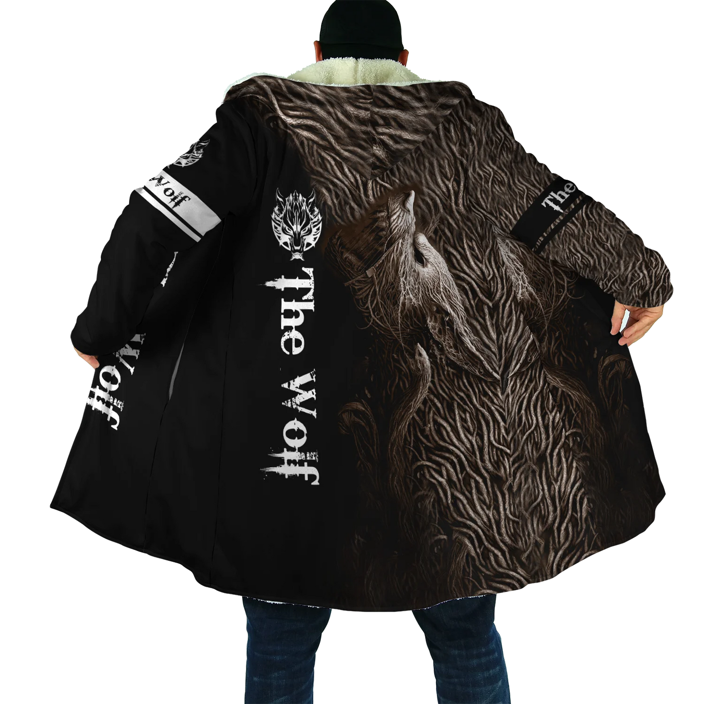 Winter Fashion Mens Hooded cloak Lion Tattoo Wolf 3D Printing Thick Fleece wind breaker Unisex Casual Warm Hood cloak DP04