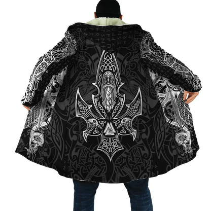 2021 Winter Mens Hooded cloak Raven Tattoo symbol 3D Printing Fleece wind breaker Unisex Casual Thick Warm Hood cloak PF16