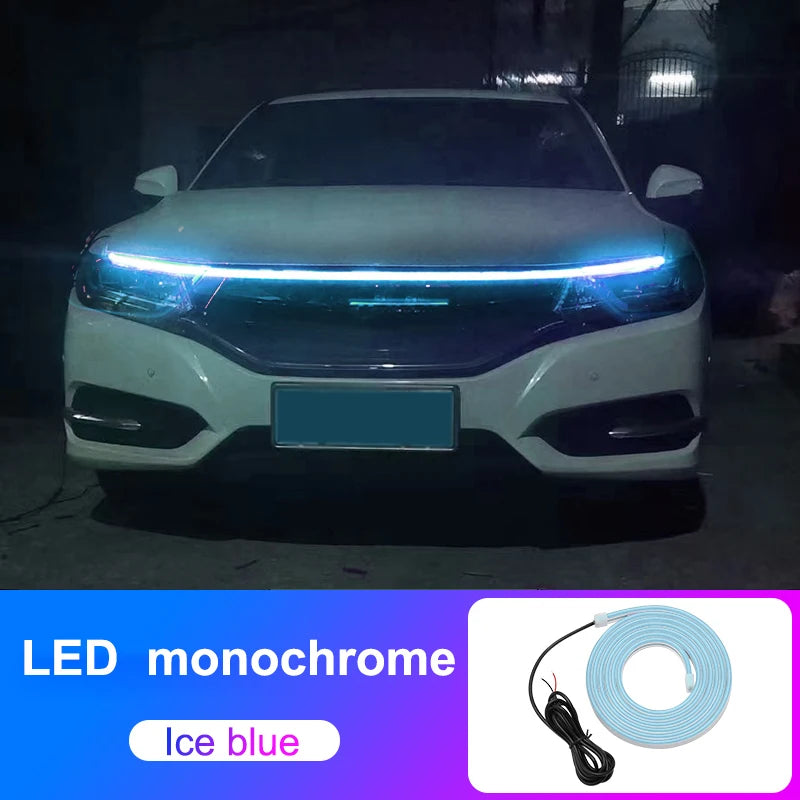Car Hood Daytime Running Light Strip Waterproof Flexible LED Auto Decorative Atmosphere Lamp Ambient Backlight 12V Universal