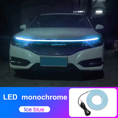 Car Hood Daytime Running Light Strip Waterproof Flexible LED Auto Decorative Atmosphere Lamp Ambient Backlight 12V Universal