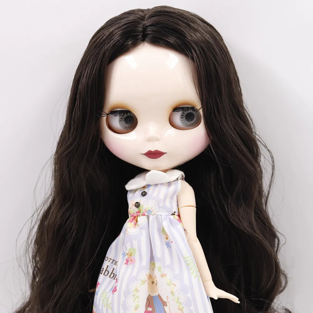 ICY DBS Blyth doll No.950 Black hair JOINT body White skin 1/6 BJD customized face with eyebrow ob24 anime girl