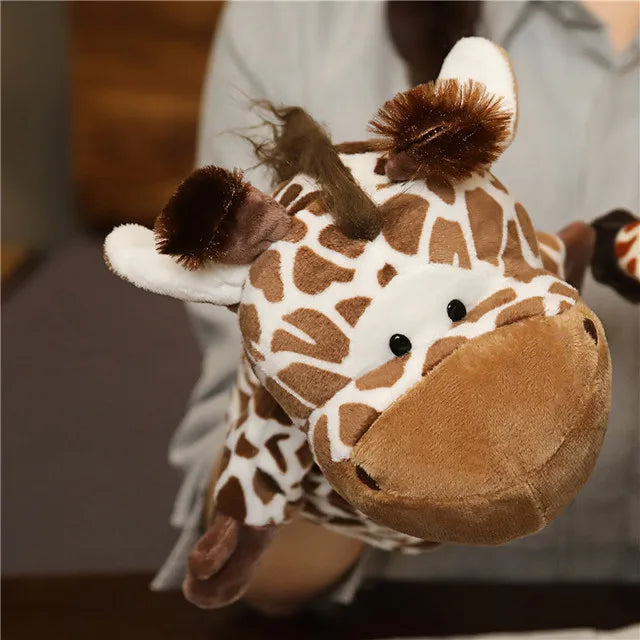 Soft Stuffed Toy Doll Animal Plush Doll Educational Baby Toys Lion Elephant Monkey Giraffe Tiger Bunny Kawaii Hand Finger Puppet