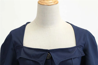 Women's Polka Dot Summer Midi Dress Square Collar Short Sleeve Elegant Vintage Casual Party Holiday Wear