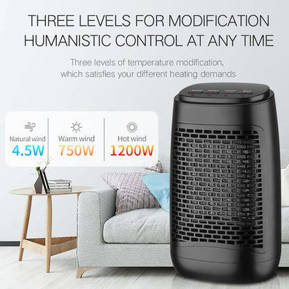 1200W Fan Heater Adjustable Thermostat and Overheat Protection Ceramic Space Home Winter Heater for Bedroom Living Room Office