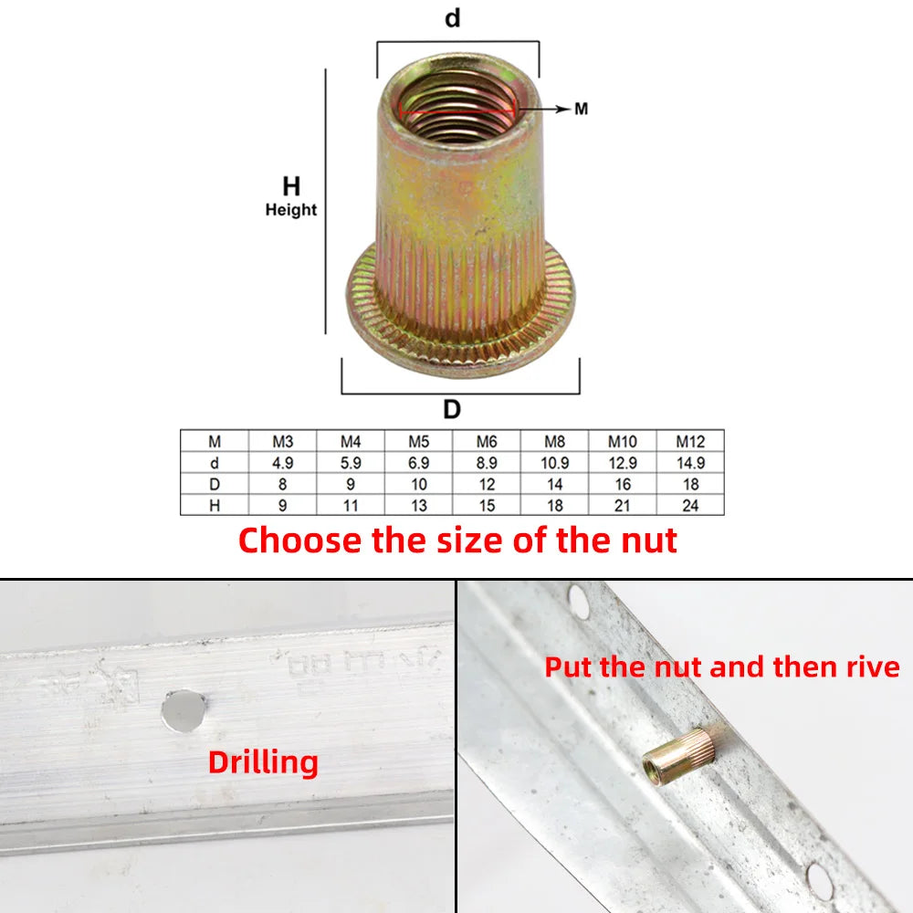 Rivet nut tool Hand Rivet Nut Gun Head Simple Installation Manual Riveter Rivnut Tool Accessory for M3 M4 M5 M6 M8 M10 M12
