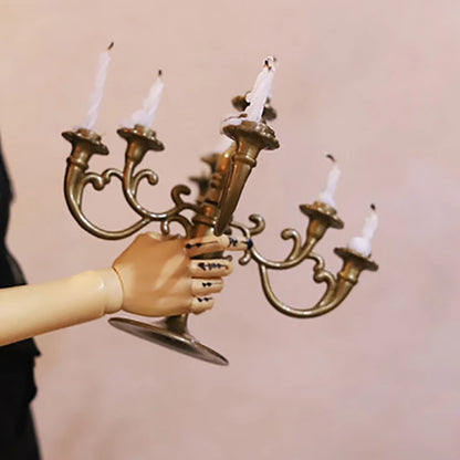 1Pcs 1:12 Dollhouse Mini Table Candle Candlestick Christmas Birthday Party Scene Home Ornament