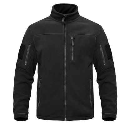 TACVASEN Full Zip Up Green Fleece Jacket Thermal Warm Work Coats Mens Zipper Pockets Jacket Hiking Training Outwear Windbreaker