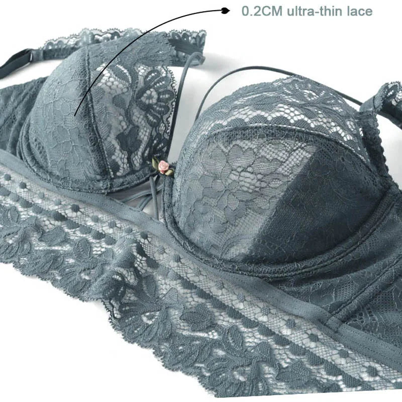CINOON Top Classic Bandage Bra Set Lingerie Push Up Brassiere Lace Underwear Set Sexy Transparent Panties For Women underwear