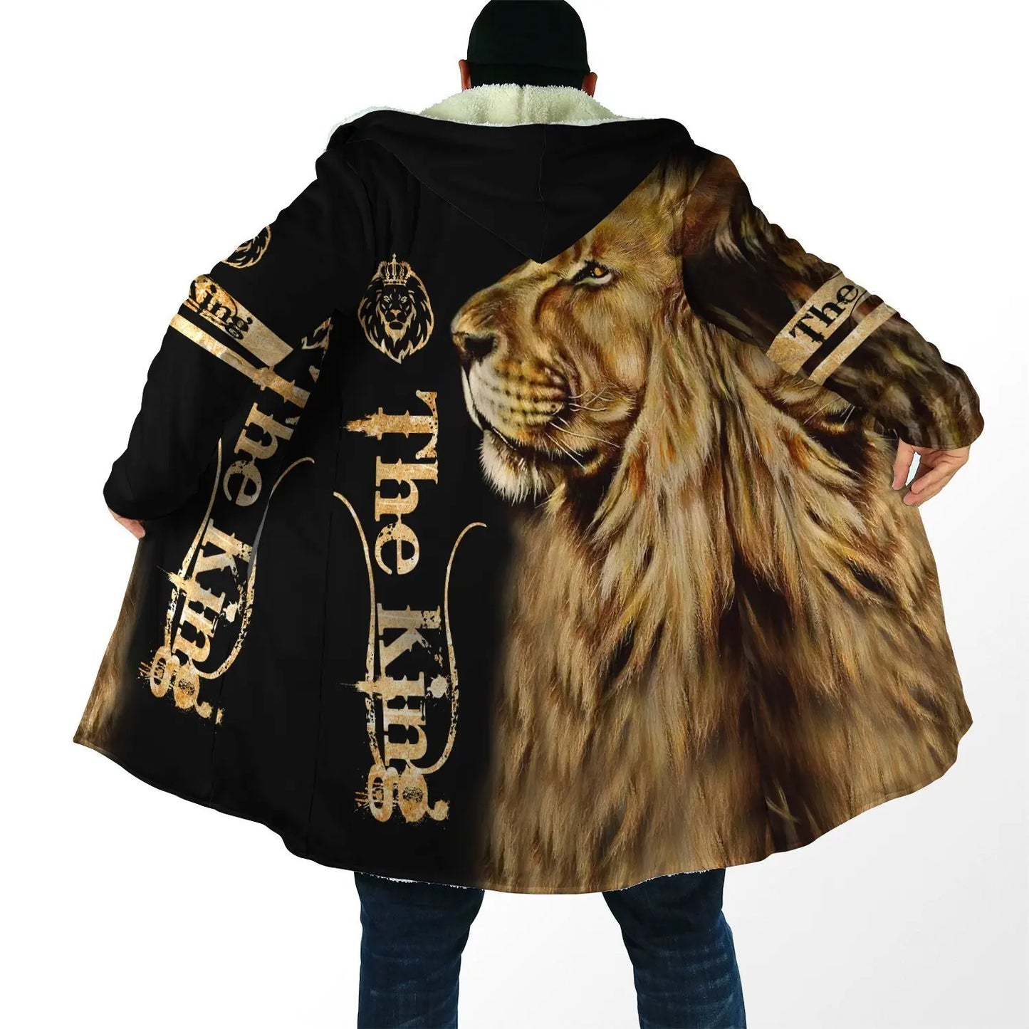 2021 Winter Fashion Mens cloak Love Animal lion 3D Printing Thick Fleece Hood cloak Unisex Casual Warm Cape coat DP12