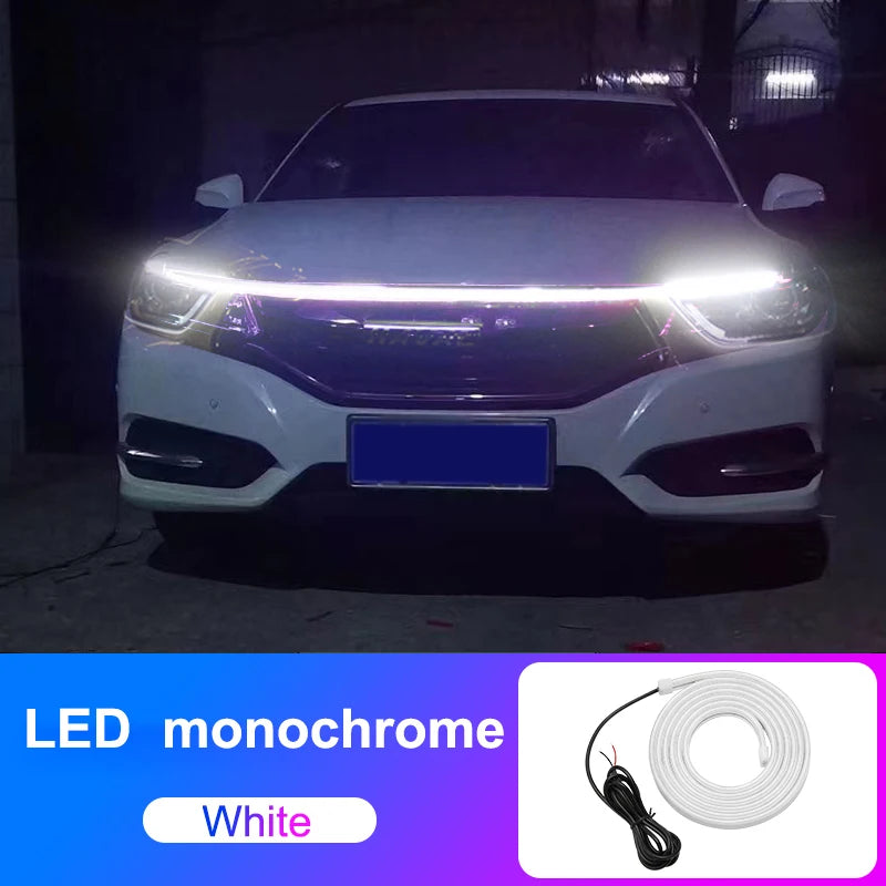 Car Hood Daytime Running Light Strip Waterproof Flexible LED Auto Decorative Atmosphere Lamp Ambient Backlight 12V Universal