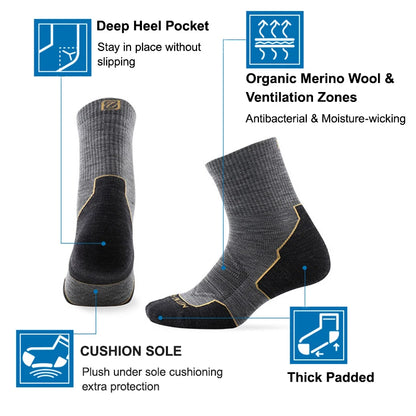 ZEALWOOD Marathon Running Socks, Men's Women's Outdoor Merino Wool Sports Compression Socks Breathable Cushion Cycling 1/3 Pairs