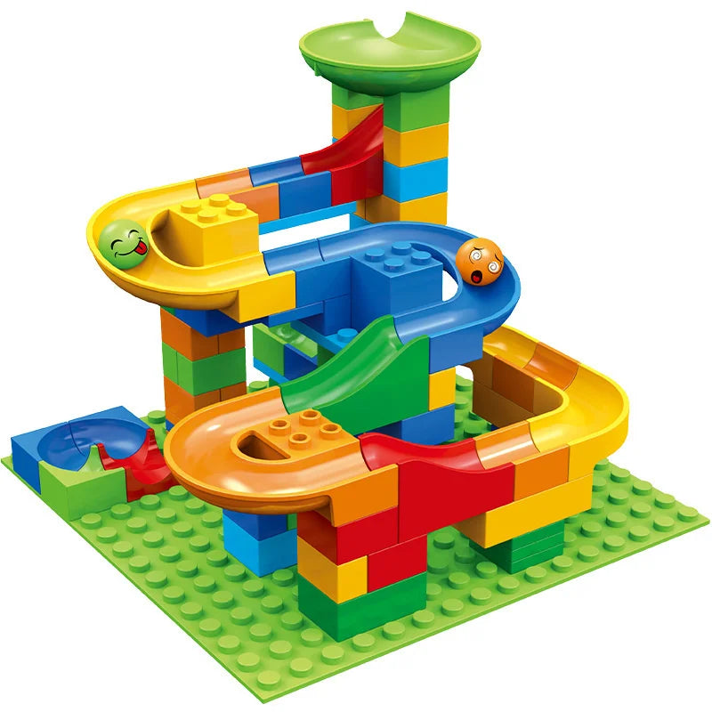 Marble Race Run Block Small Size Building Blocks Maze Ball Funnel Slide Blocks DIY Creative Assemble Bricks Toys for Kids Gift