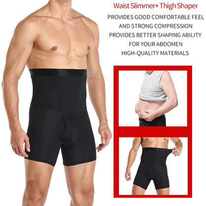 Men Slimming Body Shaper Waist Trainer High Waist Control Panties Compression Boxer Underwear Abdomen Belly Shorts Open Crotch