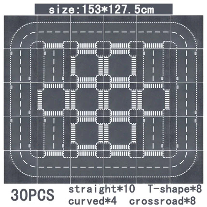 City Road Street Baseplate Straight Crossroad Curve T-Junction Building Blocks Base Plate 32*32 Compatible All Brands City