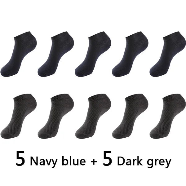 10Pairs/lot Bamboo Fiber Men Socks Large Size Short Ankle Business Black Male Meias Socks Breathable Men Plue Size EU38-48