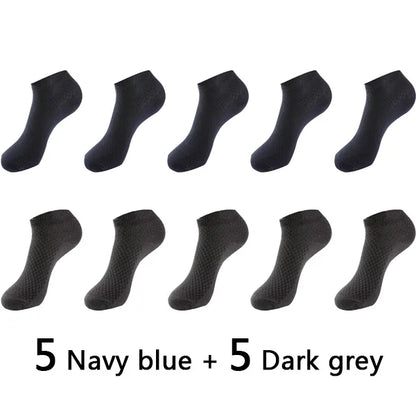 10Pairs/lot Bamboo Fiber Men Socks Large Size Short Ankle Business Black Male Meias Socks Breathable Men Plue Size EU38-48