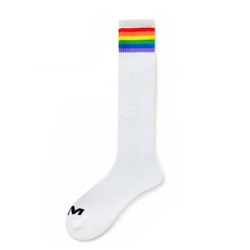 Socks Men Calcetines Striped High Tube Football Socks Skarpetki Men's Socks Sport Sweat Meias Calcetines Hombre Trend Stocking