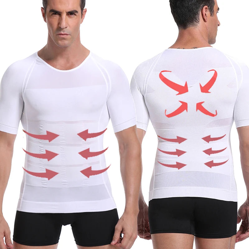 Classix Men Body Toning T-Shirt Body Shaper Corrective Posture Shirt Slimming Belt Belly Abdomen Fat Burning Compression Corset