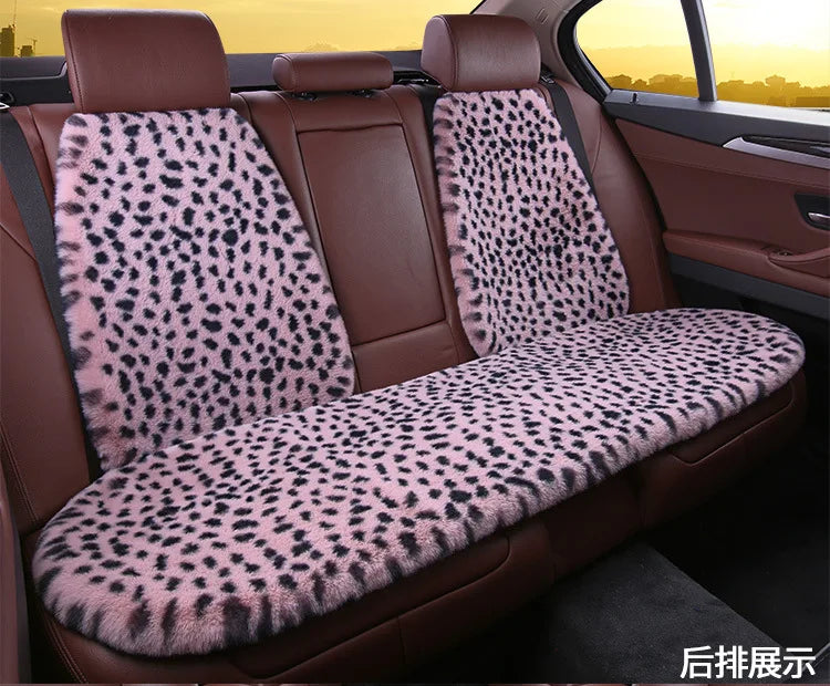 Seat Cushion Leopard Fluffy Pink Covers for Cars Seat Cover Car Decor Accessories Interior for Women for BMW Honda Hyundai LADA