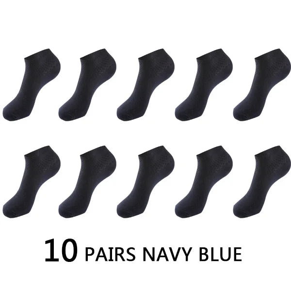 10Pairs/lot Bamboo Fiber Men Socks Large Size Short Ankle Business Black Male Meias Socks Breathable Men Plue Size EU38-48