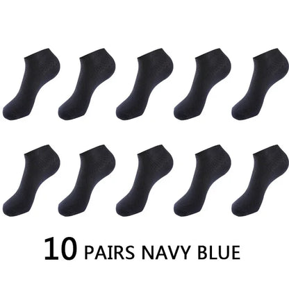 10Pairs/lot Bamboo Fiber Men Socks Large Size Short Ankle Business Black Male Meias Socks Breathable Men Plue Size EU38-48