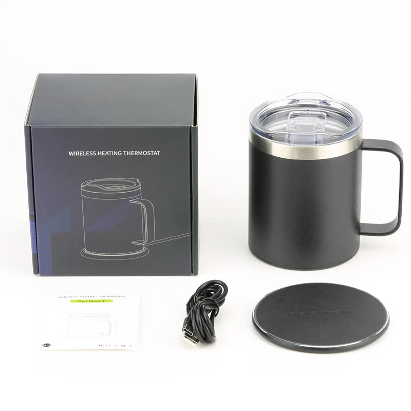 2026 Smart thermostat mobile phone wireless charging heating coaster coffee cup 55° household heater milk tea leakproof thermos