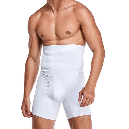 Men Slimming Body Shaper Waist Trainer High Waist Control Panties Compression Boxer Underwear Abdomen Belly Shorts Open Crotch