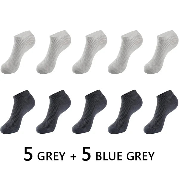 10Pairs/lot Bamboo Fiber Men Socks Large Size Short Ankle Business Black Male Meias Socks Breathable Men Plue Size EU38-48