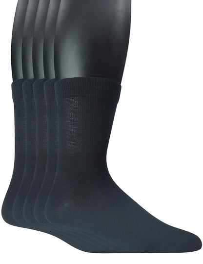 Yomandamor Men's 5 Pairs Bamboo Quarter Diabetic/Dress Socks With Seamless Toe and Non-binding Top
