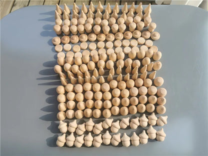 Kids Wooden Montessori Toys Rainbow Loose Parts Wood Mushrooms Honeycomb Droplets Bamboo Shoots Acorns Tree Cones