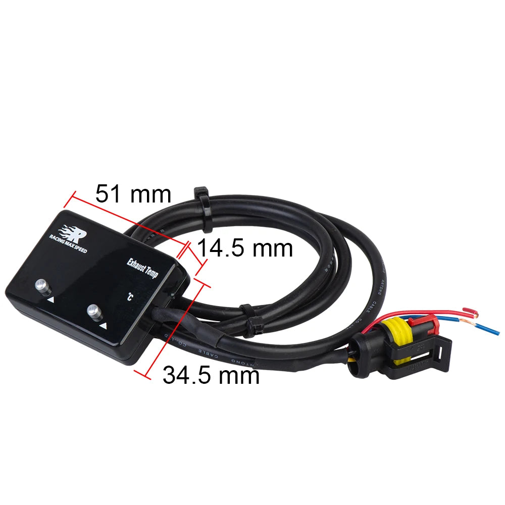 Car Exhaust Temp Gauge With Sensor Mini LED Digital Display DC12V Square Exhaust Temperature Gas EGT EXT Temp Gauge