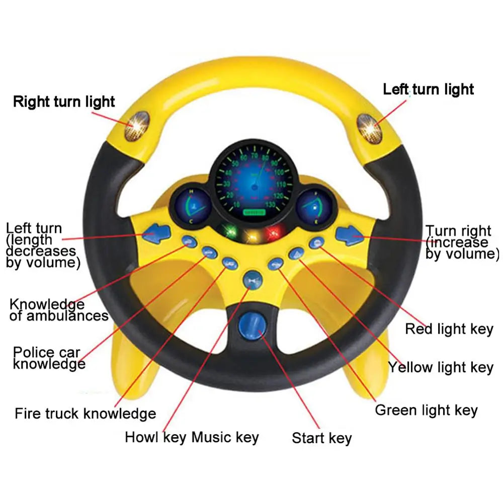 Electronic Simulation Steering Wheel With Light And Sound Early Education Puzzle Co-Pilot Sports Car Steering Wheel Toy Boy Gift
