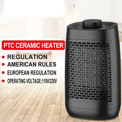 1200W Fan Heater Adjustable Thermostat and Overheat Protection Ceramic Space Home Winter Heater for Bedroom Living Room Office