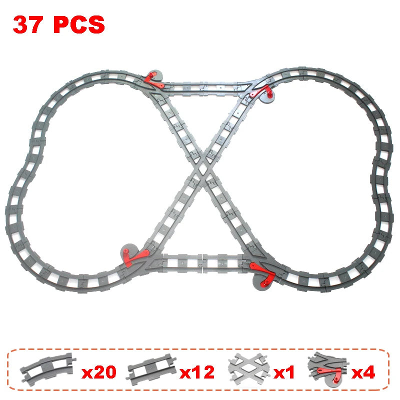 Rail Transport Big Size Building Blocks Creative Track Accessories Assemble Toys For Children Bricks Compatible City Train Set