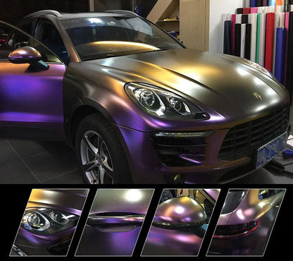 Premium Gloss Chameleon Pearl Glitter Metallic Green purple Vinyl Car Wrap Foil With Air Release Diamond Car Sticker Decal
