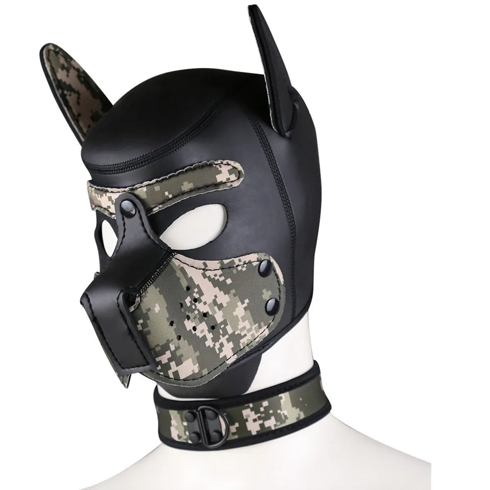 Party Masks Pup Puppy Play Dog Hood Sexy Neck Collar BDSM Bondage Kit Cosplay Full Head Ears Halloween Mask Sex Toy For Couples