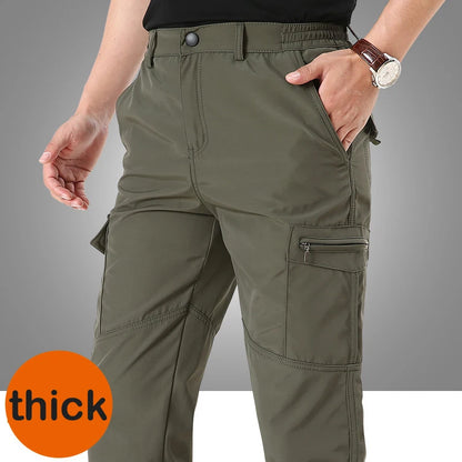 2024 Winter Men's Tactical Cargo Pants Plus Velvet Breathable Autumn Casual Long Trousers Male Quick Dry Multi-pocket Pant Warm