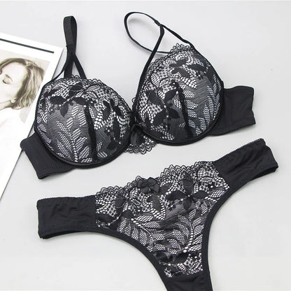 2021 New Push Up Lace Bra Sets Plus Size Lingerie BCDE Cup Adjusted Strap Bow Underwire Grey Red Blue Black White Underwear