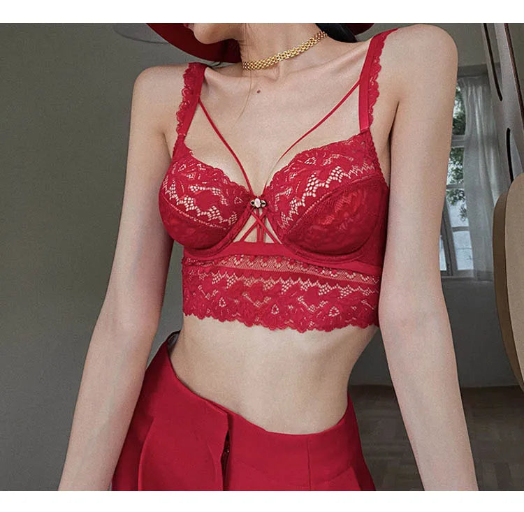 CINOON Top Classic Bandage Bra Set Lingerie Push Up Brassiere Lace Underwear Set Sexy Transparent Panties For Women underwear